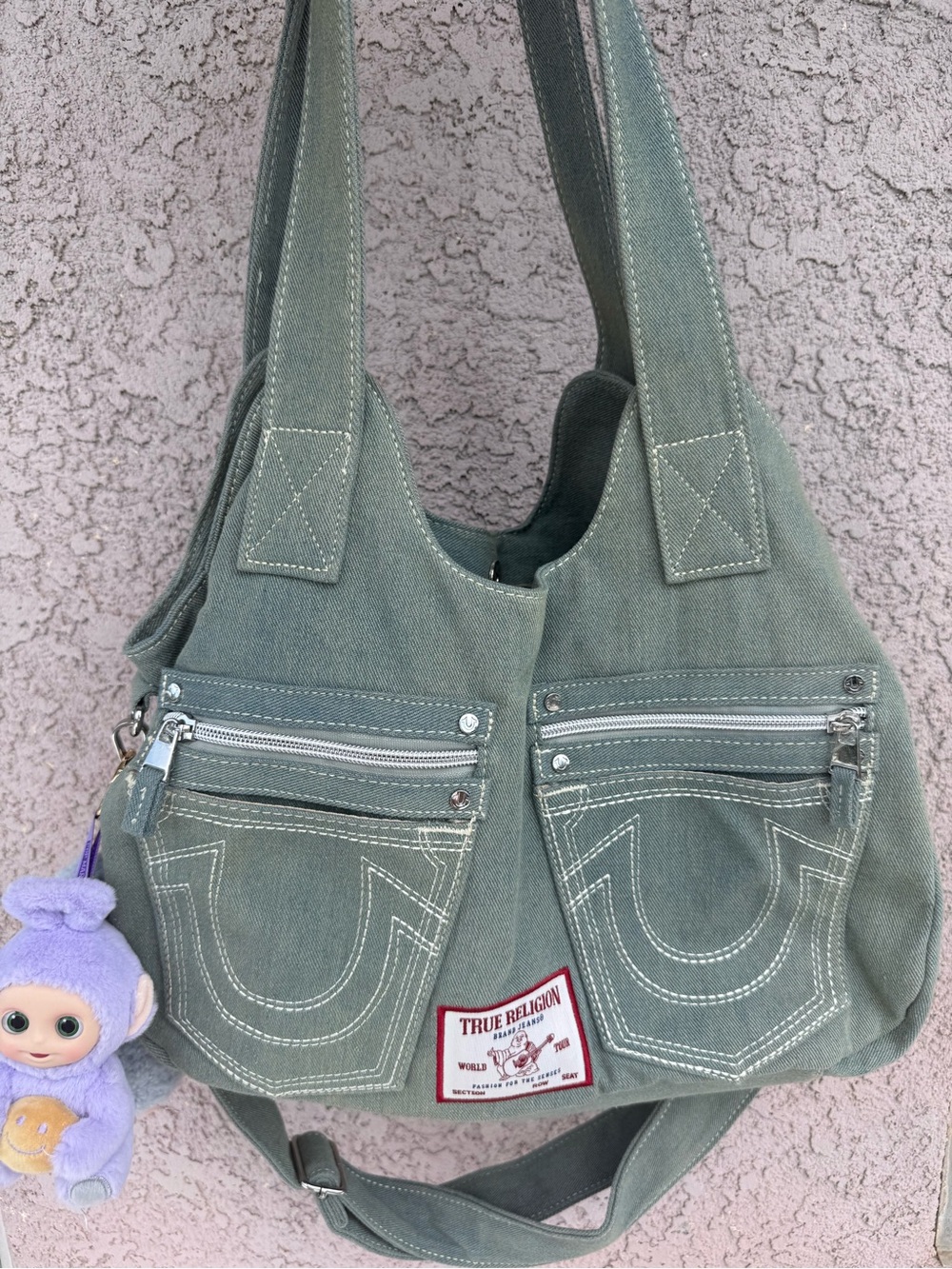 True religion denim shoulder satchel